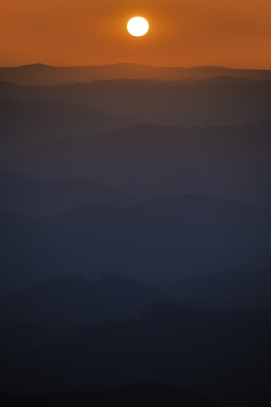 Golden to Blue Hour over the Carpathian Mountains