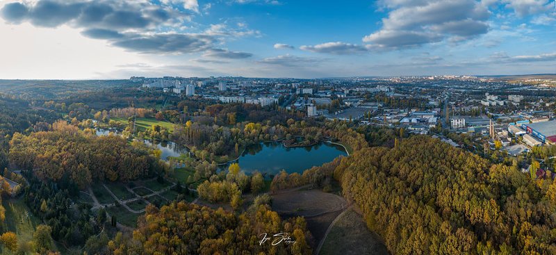 Autumn sunset in Kishinev city