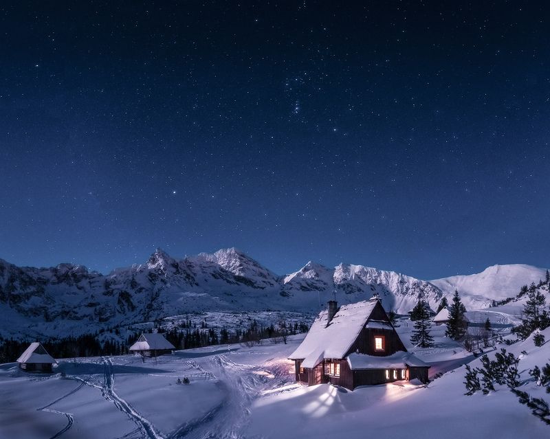 Night in the Tatras valley