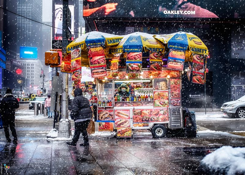 Snowing in Times Square