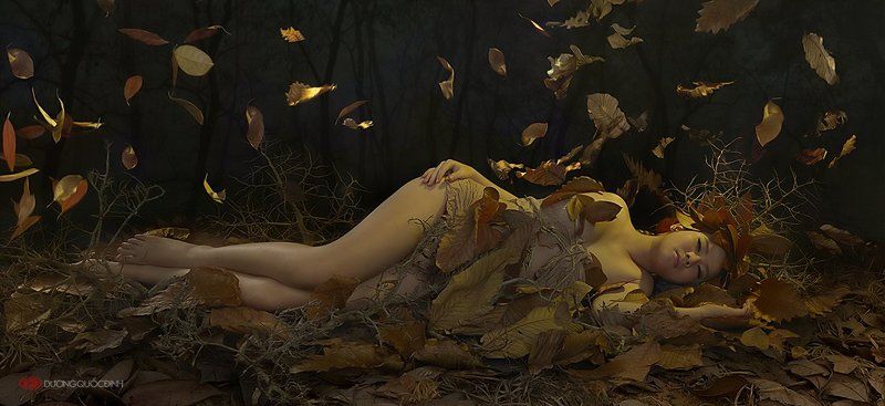 Женщина Осень ART nude,painting body