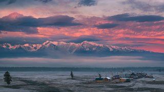 Холодное утро в Курайской степи / Cold morning in the Kurai steppe.