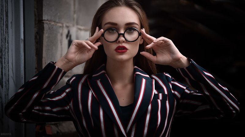 Latex stepsister office glasses