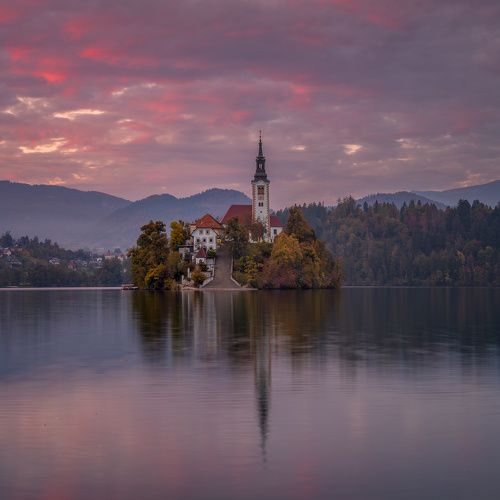 Sunset in Bled.