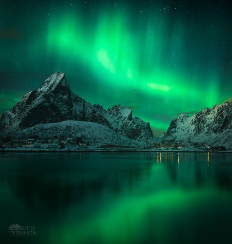 Reine during winter night