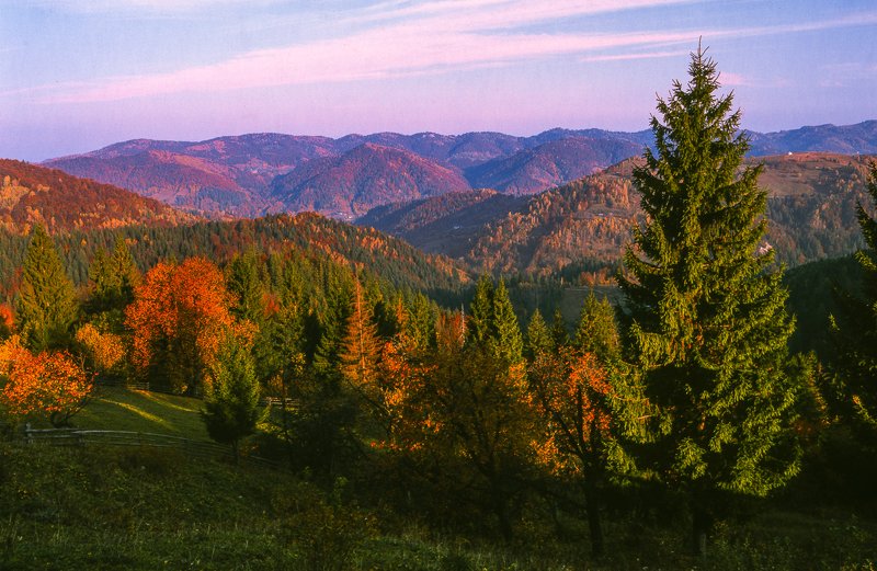 Autumn in the Carpathian mountains Fuji Velvia film
