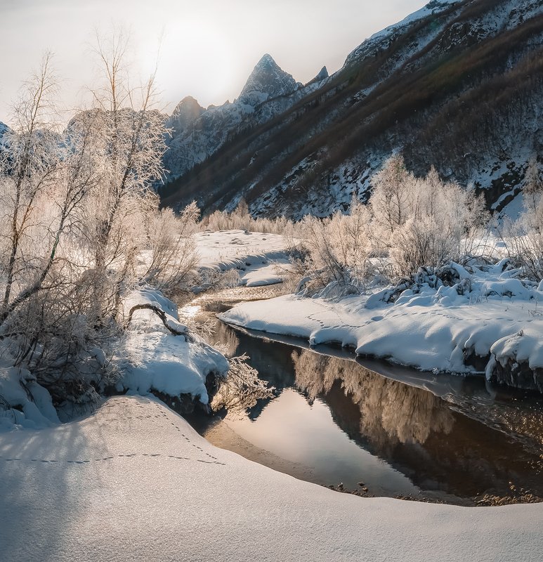 Зимняя река Клухор