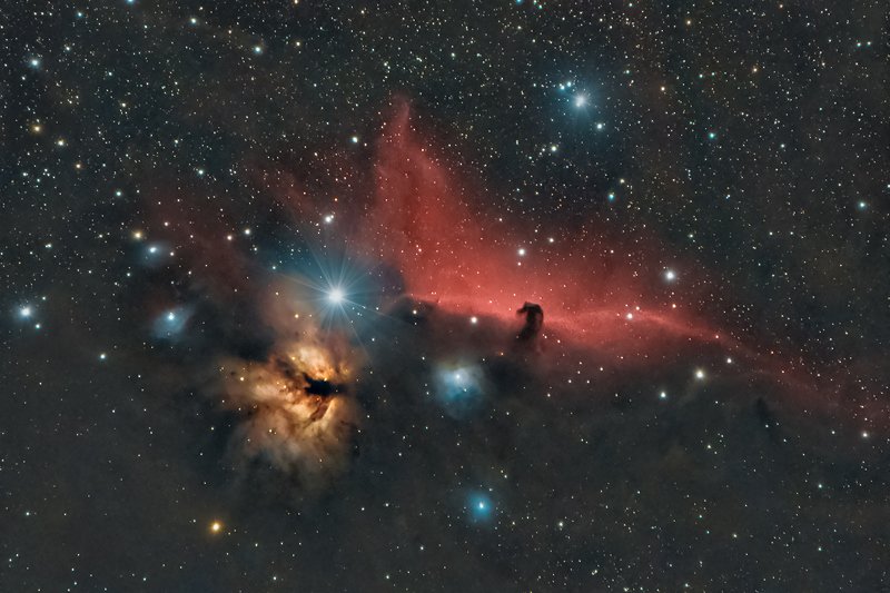 Flame nebula (NGC2024) and Horse head nebula (B33) 